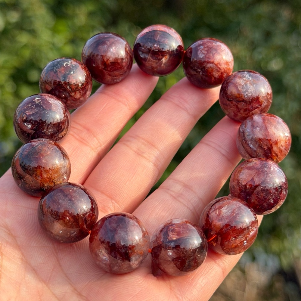 18mm stretchable chunky fire quartz bracelet‎ 1105